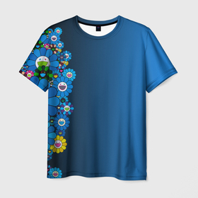 Мужская футболка 3D с принтом Takashi Murakami в Курске, 100% полиэфир | прямой крой, круглый вырез горловины, длина до линии бедер | takashi murakami | абстракция | градиент | смайлы | такаси мураками | цветы