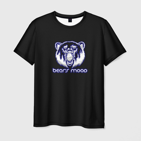 Мужская футболка 3D с принтом Bears mood в Белгороде, 100% полиэфир | прямой крой, круглый вырез горловины, длина до линии бедер | бивни | волк | животные | злой | злость | медведь | настроение | неон | неоновые принты | природа | саванна | светящиеся | сердится | тайга | хищник