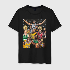 Мужская футболка хлопок с принтом Легенды НБА в Белгороде, 100% хлопок | прямой крой, круглый вырез горловины, длина до линии бедер, слегка спущенное плечо. | арт | коби брайант | леброн джеймс | лэйкерс | майкл джордан | нба