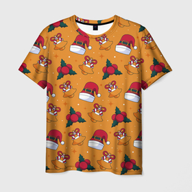 Мужская футболка 3D с принтом Новогоднее настроениe в Санкт-Петербурге, 100% полиэфир | прямой крой, круглый вырез горловины, длина до линии бедер | год | дед | зима | мороз | настроение | новогоднее | новый | праздние | рождество | санта