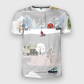 Мужская футболка 3D спортивная с принтом Нoвoгодние Праздники продолжаются 2022 в Екатеринбурге, 100% полиэстер с улучшенными характеристиками | приталенный силуэт, круглая горловина, широкие плечи, сужается к линии бедра | Тематика изображения на принте: 2022 | год | дома | елки | зима | каникулы | новый | праздник | радость | рождество | санки | снег | снеговик | снежки