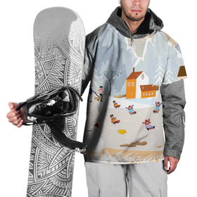 Накидка на куртку 3D с принтом Зимние Забавы 2022 в Санкт-Петербурге, 100% полиэстер |  | Тематика изображения на принте: 2022 | год | дед | дети | зима | коньки | мороз. | новый | праздники | радость | рождество | санки | санта | снег | счастливого