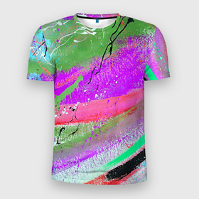 Мужская футболка 3D спортивная с принтом Красочный взрыв в Белгороде, 100% полиэстер с улучшенными характеристиками | приталенный силуэт, круглая горловина, широкие плечи, сужается к линии бедра | абстракция | краски | пестрый | хаос | цветной