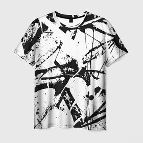 Мужская футболка 3D с принтом GRUNGE TRIP в Белгороде, 100% полиэфир | прямой крой, круглый вырез горловины, длина до линии бедер | grunge | абстракция | граундж | грязный | кляксы | пестрый | черно белый