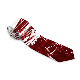 Галстук 3D с принтом CRAZY RED в Петрозаводске, 100% полиэстер | Длина 148 см; Плотность 150-180 г/м2 | Тематика изображения на принте: абстракция | красно белый | красный | пестрый | царапины