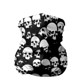 Бандана-труба 3D с принтом Остатки от головы в Тюмени, 100% полиэстер, ткань с особыми свойствами — Activecool | плотность 150‒180 г/м2; хорошо тянется, но сохраняет форму | Тематика изображения на принте: готика | череп | черепа | черепки | черно белый