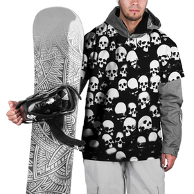 Накидка на куртку 3D с принтом Остатки от головы в Тюмени, 100% полиэстер |  | Тематика изображения на принте: готика | череп | черепа | черепки | черно белый