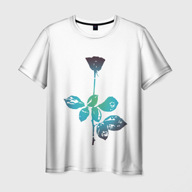 Мужская футболка 3D с принтом ROSE OF PERCEPTION в Новосибирске, 100% полиэфир | прямой крой, круглый вырез горловины, длина до линии бедер | emotion | enjoy the silence | rose | violator | роза | эмоции
