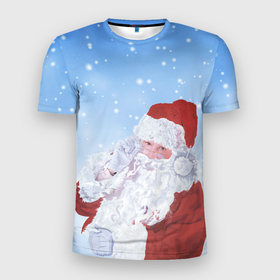 Мужская футболка 3D спортивная с принтом Дедушка мороз , 100% полиэстер с улучшенными характеристиками | приталенный силуэт, круглая горловина, широкие плечи, сужается к линии бедра | new year | арт | графика | дед мороз | зима | новый год | рождество | санта