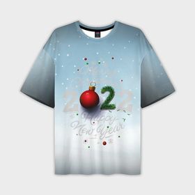 Мужская футболка OVERSIZE 3D с принтом 2022 в Екатеринбурге,  |  | 2022 | new year | арт | графика | зима | лого | новый год | рождество