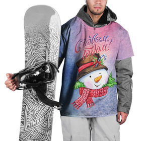 Накидка на куртку 3D с принтом Снеговичок! , 100% полиэстер |  | new year | арт | графика | зима | новый год | рождество
