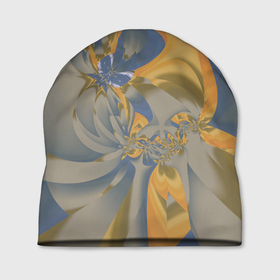 Шапка 3D с принтом Орхидеи Небо и песок Абстракция 403-1 в Белгороде, 100% полиэстер | универсальный размер, печать по всей поверхности изделия | Тематика изображения на принте: abstraction | blue | flowers | fractal | ornament | pattern | yellow | абстракция | желтый | орнамент | узор | фрактал | цветы