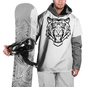Накидка на куртку 3D с принтом черно белый тигр в Екатеринбурге, 100% полиэстер |  | Тематика изображения на принте: год тигра | новый год | полоски | символ 2022 года | тигр | хищьник