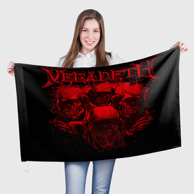 Флаг 3D с принтом Megadeth skeletons в Екатеринбурге, 100% полиэстер | плотность ткани — 95 г/м2, размер — 67 х 109 см. Принт наносится с одной стороны | alternative | megadeth | metall | music | rock | альтернатива | мегадез | металл | музыка | рок