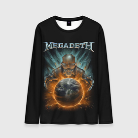 Мужской лонгслив 3D с принтом Megadeth on world , 100% полиэстер | длинные рукава, круглый вырез горловины, полуприлегающий силуэт | Тематика изображения на принте: alternative | megadeth | metall | music | rock | альтернатива | мегадез | металл | музыка | рок