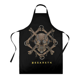 Фартук 3D с принтом Megadeth skull в Курске, 100% полиэстер | общий размер — 65 х 85 см, ширина нагрудника — 26 см, горловина — 53 см, длина завязок — 54 см, общий обхват в поясе — 173 см. Принт на завязках и на горловине наносится с двух сторон, на основной части фартука — только с внешней стороны | alternative | megadeth | metall | music | rock | альтернатива | мегадез | металл | музыка | рок