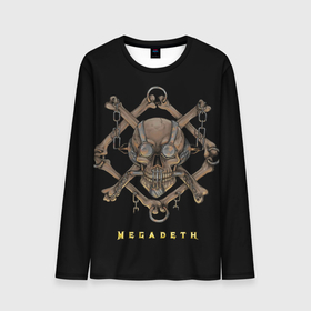 Мужской лонгслив 3D с принтом Megadeth skull в Тюмени, 100% полиэстер | длинные рукава, круглый вырез горловины, полуприлегающий силуэт | alternative | megadeth | metall | music | rock | альтернатива | мегадез | металл | музыка | рок