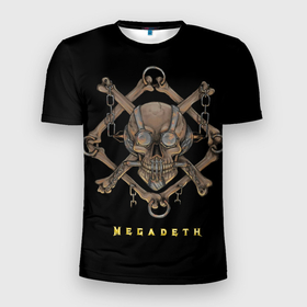Мужская футболка 3D Slim с принтом Megadeth skull , 100% полиэстер с улучшенными характеристиками | приталенный силуэт, круглая горловина, широкие плечи, сужается к линии бедра | Тематика изображения на принте: alternative | megadeth | metall | music | rock | альтернатива | мегадез | металл | музыка | рок