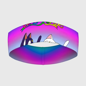 Повязка на голову 3D с принтом Луна и Артемис под радугой в Кировске,  |  | Тематика изображения на принте: artemis | baby | cat | kawaii | kitty | luna | rainbow | sailor luna | sailor moon | sailormoon | артемис | британская кошка | кавайный | коты | кошаки | кошки | луна | мультяшные | няшный | радуга | радужный | сейлор воины | сейлор луна