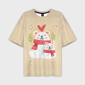 Мужская футболка OVERSIZE 3D с принтом Мишки с шарфиком в Курске,  |  | 2022 | год | мишки | новый | праздник | шарф