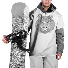 Накидка на куртку 3D с принтом тигр из узоров в Екатеринбурге, 100% полиэстер |  | Тематика изображения на принте: 2022 | новый год | тигр | узоры | черно белое
