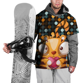 Накидка на куртку 3D с принтом Крейзи тигр с сердцем , 100% полиэстер |  | 2022 | год тигра | крейзи | кружочки | новый год | сердце | тигр | хищник