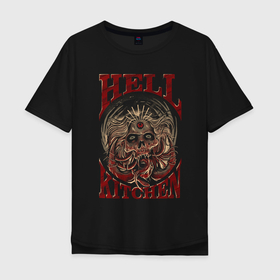 Мужская футболка хлопок Oversize с принтом HLKTCHN Medusa Collection в Тюмени, 100% хлопок | свободный крой, круглый ворот, “спинка” длиннее передней части | hardcore | hell kitchen | occultism | shell shock recordings | skull | snake | witch