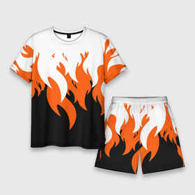 Мужской костюм с шортами 3D с принтом Оранжевый Огонь в Кировске,  |  | минимализм | огонь | оранжевый огонь | пламя | рисунок
