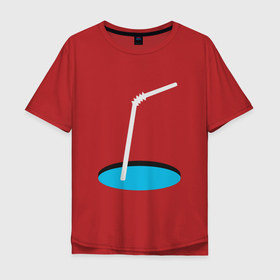 Мужская футболка хлопок Oversize с принтом Коктейль 01 в Новосибирске, 100% хлопок | свободный крой, круглый ворот, “спинка” длиннее передней части | yaay | вода | газировка | иллюзия | коктейль | напиток | оп арт | пить воду | прикол | прорубь | трубочка