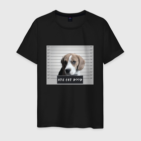 Мужская футболка хлопок с принтом Бигль шалун , 100% хлопок | прямой крой, круглый вырез горловины, длина до линии бедер, слегка спущенное плечо. | Тематика изображения на принте: бигль | друг | любимец | питомец | собака