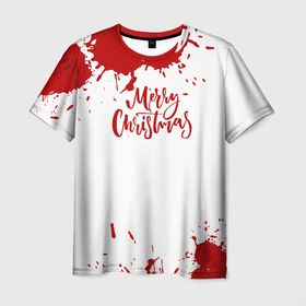 Мужская футболка 3D с принтом [Merry Christmas]   Кровавый в Новосибирске, 100% полиэфир | прямой крой, круглый вырез горловины, длина до линии бедер | Тематика изображения на принте: 2022 | happy new year | merry christmas | кровавый | кровь | нг | новый год | праздник | рождество