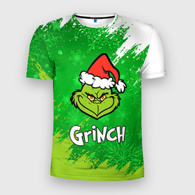 Мужская футболка 3D Slim с принтом [Grinch]   Похититель Рождества в Тюмени, 100% полиэстер с улучшенными характеристиками | приталенный силуэт, круглая горловина, широкие плечи, сужается к линии бедра | Тематика изображения на принте: 2022 | grinch | happy new year | merry christmas | год тигра | гринч | зима близко | нг | новогодний | новый год | новый год 2022 | рождество | символ 2022 года | снег | снежинки