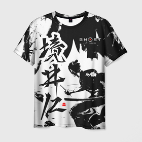 Мужская футболка 3D с принтом Ghost of Tsushima   Призрак Цусимы в Санкт-Петербурге, 100% полиэфир | прямой крой, круглый вырез горловины, длина до линии бедер | Тематика изображения на принте: ghost of tsushima | samurai | игры | призрак цусимы | самурай | япония | японский