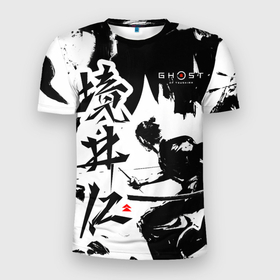 Мужская футболка 3D Slim с принтом Ghost of Tsushima   Призрак Цусимы в Санкт-Петербурге, 100% полиэстер с улучшенными характеристиками | приталенный силуэт, круглая горловина, широкие плечи, сужается к линии бедра | ghost of tsushima | samurai | игры | призрак цусимы | самурай | япония | японский