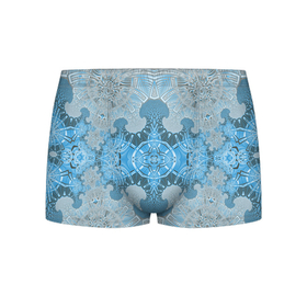Мужские трусы 3D с принтом Коллекция Фрактальная мозаика. Голубой. 292-6-n. в Новосибирске, 50% хлопок, 50% полиэстер | классическая посадка, на поясе мягкая тканевая резинка | blue | fractal | light | pattern | symmetrical | на витрину | светлый | симметричный | узор | фрактал