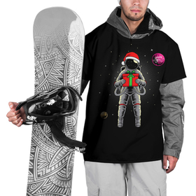 Накидка на куртку 3D с принтом Астронавт с подарком Astronaut and Gift в Екатеринбурге, 100% полиэстер |  | Тематика изображения на принте: space | астронавт | дед мороз | звезда | космонавт | космос | новый год | планета | подарок | рождество | санта