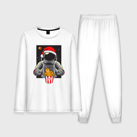 Мужская пижама хлопок (с лонгсливом) с принтом Космонавт и Новогоднее печенье   Cosmonaut and cookies ,  |  | space | астронавт | дед мороз | звезда | космонавт | космос | новый год | планета | подарок | рождество | санта