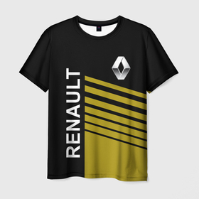 Мужская футболка 3D с принтом РЕНО (Renault) в Петрозаводске, 100% полиэфир | прямой крой, круглый вырез горловины, длина до линии бедер | for | life | logan | renault | reno | логан | рено | рэно
