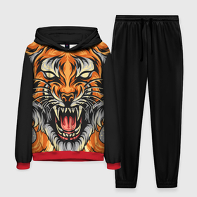 Мужской костюм 3D (с толстовкой) с принтом Символ года тигр в гневе ,  |  | 2022 | большая кошка | животное | новый год | символ года | тигр | хищник