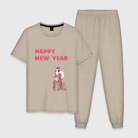 Мужская пижама хлопок с принтом Ацуши и Акутагава | Happy New Year в Белгороде, 100% хлопок | брюки и футболка прямого кроя, без карманов, на брюках мягкая резинка на поясе и по низу штанин
 | bungou stray dogs | happy new year | акутагава | ацуши | ацуши и акутагава | великий из бродячих псов | новый год