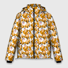 Мужская зимняя куртка 3D с принтом Собаки Корги в Екатеринбурге, верх — 100% полиэстер; подкладка — 100% полиэстер; утеплитель — 100% полиэстер | длина ниже бедра, свободный силуэт Оверсайз. Есть воротник-стойка, отстегивающийся капюшон и ветрозащитная планка. 

Боковые карманы с листочкой на кнопках и внутренний карман на молнии. | Тематика изображения на принте: animal | corgi | dog | welsh corgi pembroke | вельш корги | вельш корги пемброк | друг человека | животное | кардиган | карликовая овчарка | кинолог | корги | королевский корги | пастушья собака | пёс | собака корги