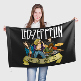 Флаг 3D с принтом LZ Together в Тюмени, 100% полиэстер | плотность ткани — 95 г/м2, размер — 67 х 109 см. Принт наносится с одной стороны | alternative | led zeppelin | metall | music | rock | альтернатива | лед зеппелин | лэд зепелин | металл | музыка | рок