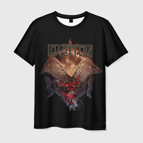 Мужская футболка 3D с принтом Led Zeppelin Wings в Кировске, 100% полиэфир | прямой крой, круглый вырез горловины, длина до линии бедер | alternative | led zeppelin | metall | music | rock | альтернатива | лед зеппелин | лэд зепелин | металл | музыка | рок