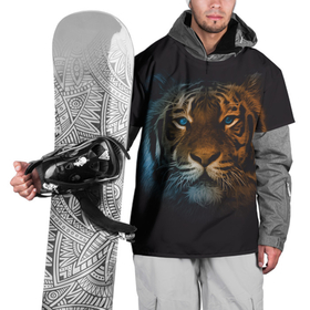 Накидка на куртку 3D с принтом Тигр с голубыми глазами , 100% полиэстер |  | tiger | животное | символ года | тигр | хищник