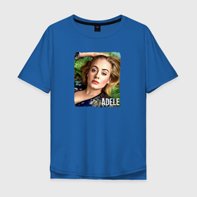 Мужская футболка хлопок Oversize с принтом Adele в Курске, 100% хлопок | свободный крой, круглый ворот, “спинка” длиннее передней части | голова | лицо | надпись | певица | портрет