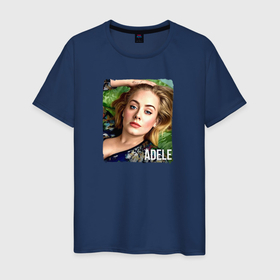 Мужская футболка хлопок с принтом Adele в Екатеринбурге, 100% хлопок | прямой крой, круглый вырез горловины, длина до линии бедер, слегка спущенное плечо. | голова | лицо | надпись | певица | портрет