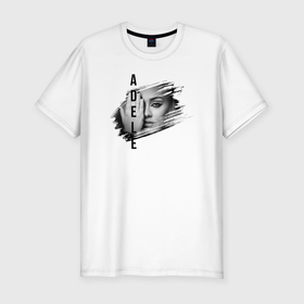 Мужская футболка хлопок Slim с принтом Adele лицо в Санкт-Петербурге, 92% хлопок, 8% лайкра | приталенный силуэт, круглый вырез ворота, длина до линии бедра, короткий рукав | глаз | имя | лицо | потёртость | рука
