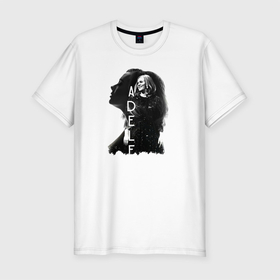 Мужская футболка хлопок Slim с принтом профиль Adele в Петрозаводске, 92% хлопок, 8% лайкра | приталенный силуэт, круглый вырез ворота, длина до линии бедра, короткий рукав | девушка | имя | надпись | певица | профиль