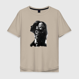 Мужская футболка хлопок Oversize с принтом профиль Adele в Петрозаводске, 100% хлопок | свободный крой, круглый ворот, “спинка” длиннее передней части | девушка | имя | надпись | певица | профиль