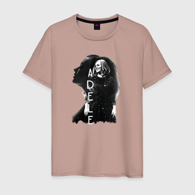 Мужская футболка хлопок с принтом профиль Adele в Санкт-Петербурге, 100% хлопок | прямой крой, круглый вырез горловины, длина до линии бедер, слегка спущенное плечо. | девушка | имя | надпись | певица | профиль